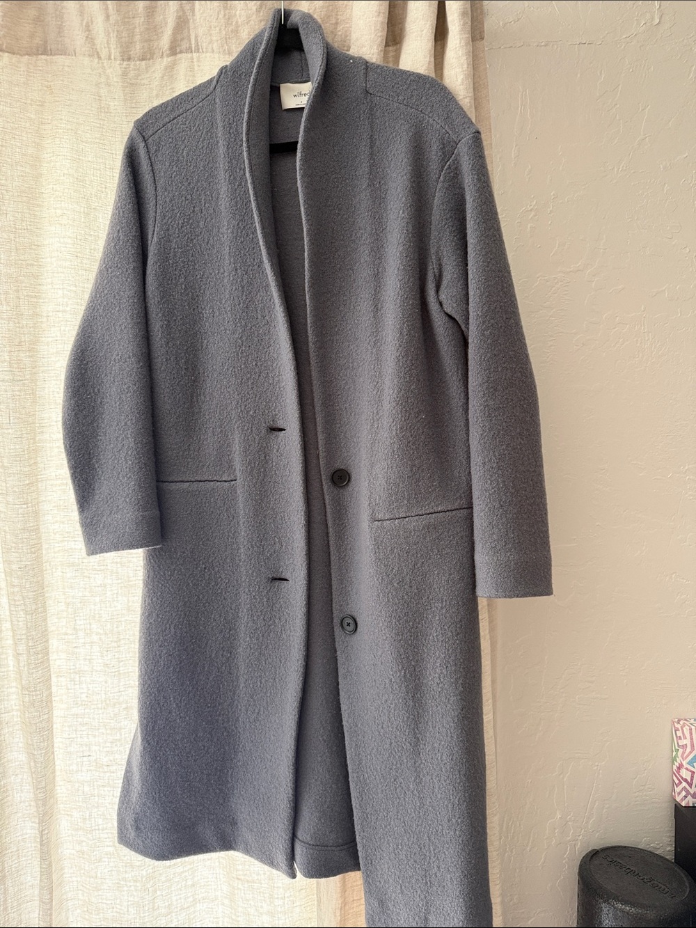 Wilfred Grey Long Open-Front Trench Coat